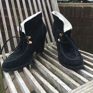 Michael Kors black suede wedge ankle boots