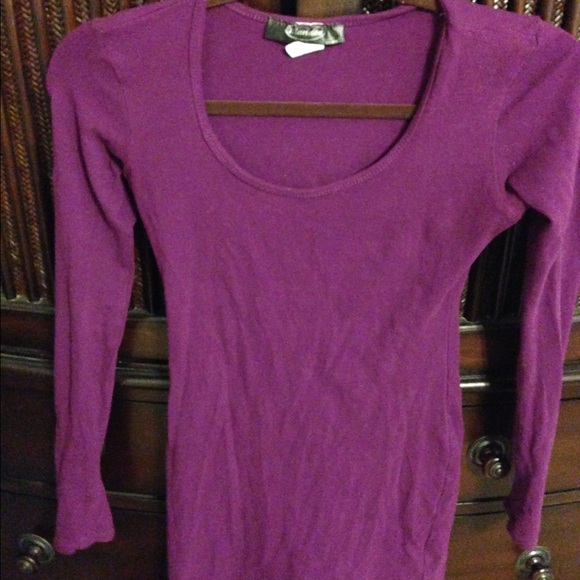 Purple long sleeve scoop neck bodycon dress