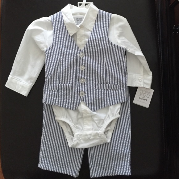 NWT Carter's 12 months 3 pc Boy pinstripe vest set