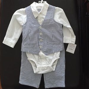 NWT Carter's 12 months 3 pc Boy pinstripe vest set