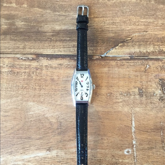 Michele Watch with black leather strap!