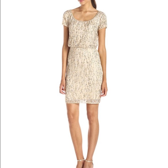 Adrianna Papell Beaded Blouson Cocktail Dress