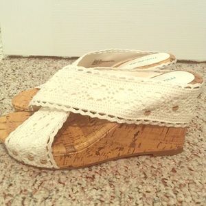 White lace wedges, never worn!