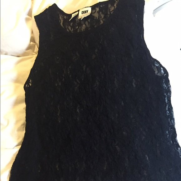 Black lace DKNY sleeveless top. - Picture 3 of 3