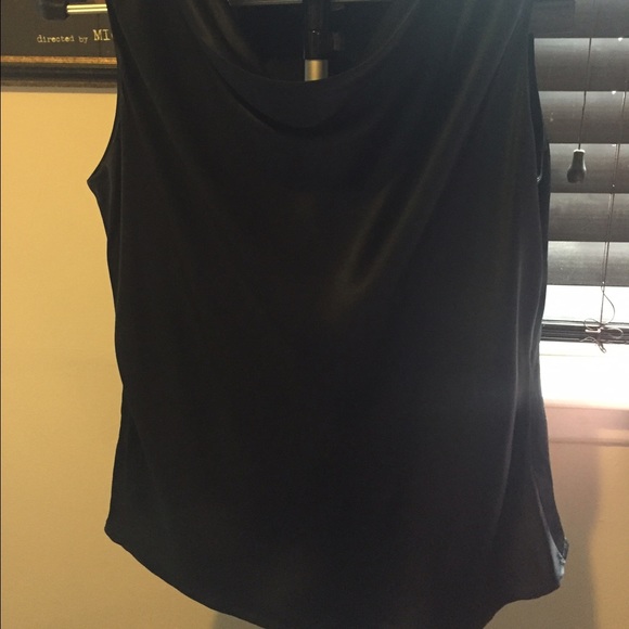 Black silk cowl neck sleeveless blouse. - Picture 2 of 3