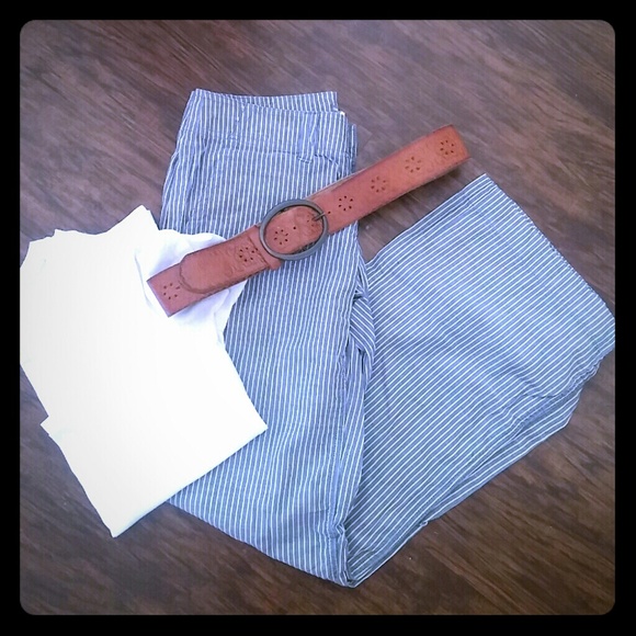 Gap Wide Leg Linen Pinstripe