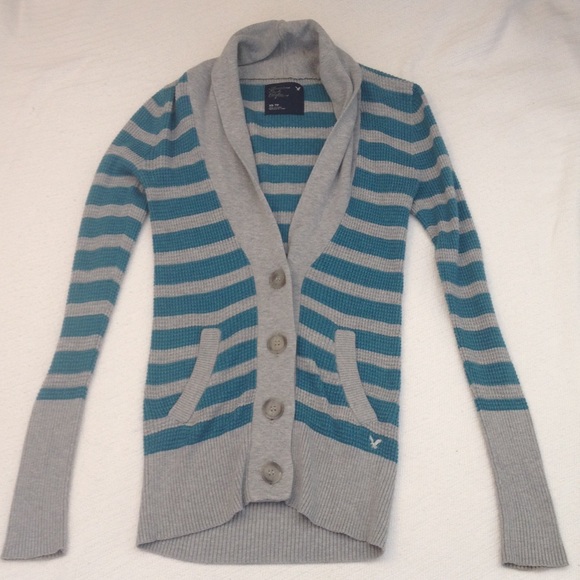 Blue and gray cardigan