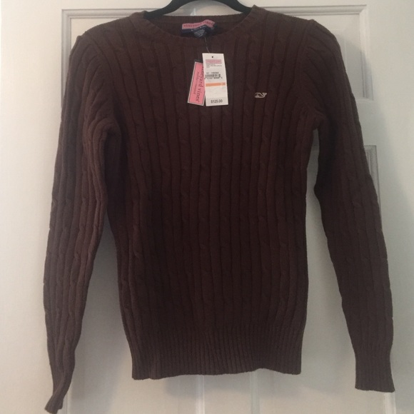 NWT Vineyard Vines Chocolate Cable Sweater