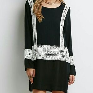 Vintage Crochet-paneled drop waist dress.