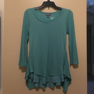 3/4 sleeve teal knit top