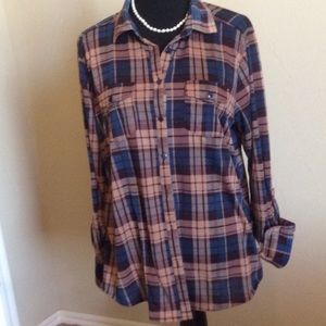 Plaid long sleeve button up