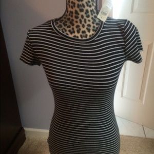 Ann Taylor black and white tee