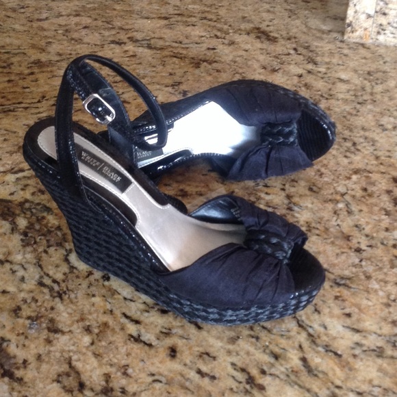 WHBM Black Braided Wedges Like New