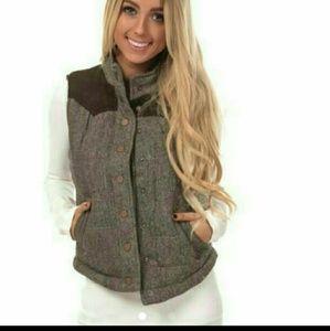 Brown twill vest