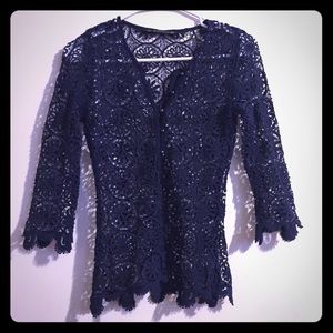Navy Crochet Pullover by Zara Trafaluc