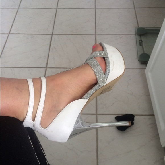 Sexy silver and white heels