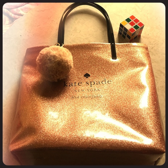 Sparking rose gold Kate spade tote
