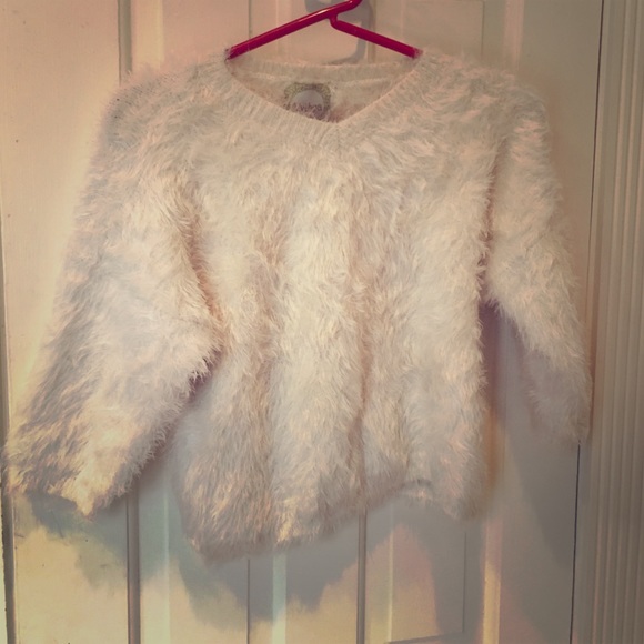 Furry White Sweater Crop - Picture 2 of 7