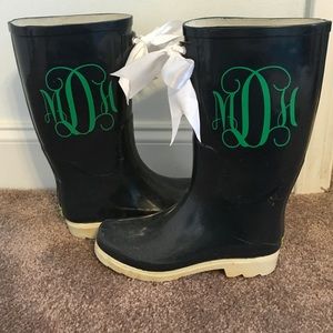 Monogrammed rain boots