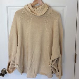 Cream knit poncho sweater