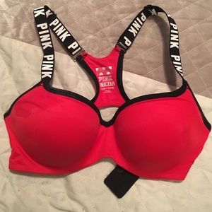Pink push-up sports bra