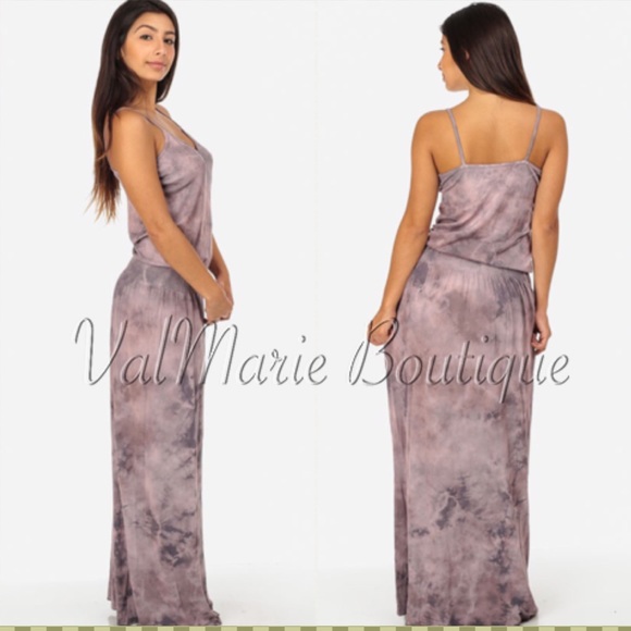 ❗️LAST ONE -Dusty Rose Tie Dye Comfy Maxi Dress - Picture 3 of 3