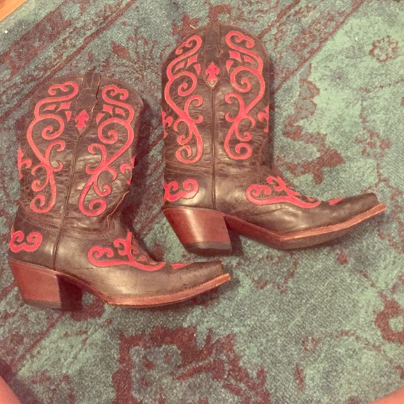 Tony lama red and black boots
