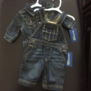 NWT OshKosh Newborn denim jean jacket and overalls