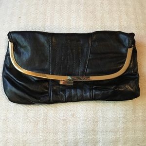 Black Fold-Over Clutch. Perfect Condition.