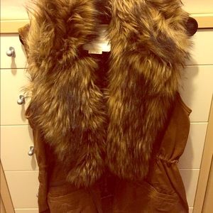 Anthropologie Fur Collar Vest