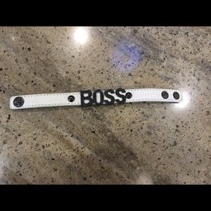 BCBG BOSS white leather bracelet