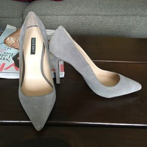 Shoemint by Rachel Bilson Gray Suede Stilettos