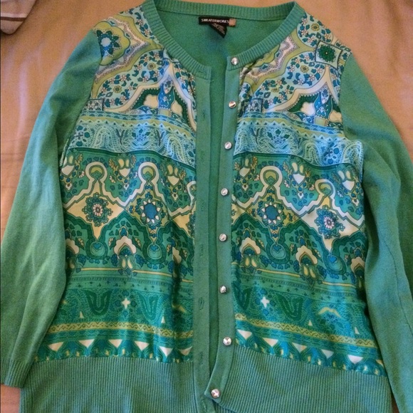 Green paisley print sweater - Picture 1 of 1