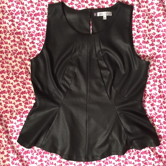 Jennifer Lopez Faux Leather Peplum Tank