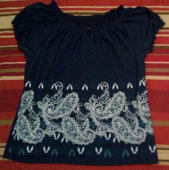 Navy Blue Top,  Short Sleeve