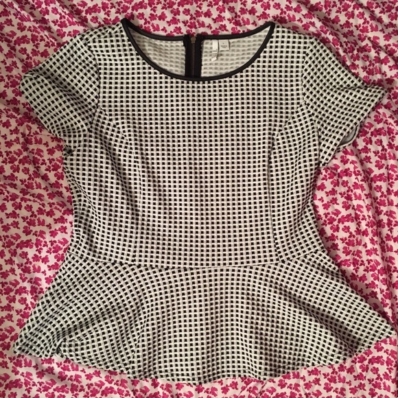 Elle Checkered Peplum Blouse
