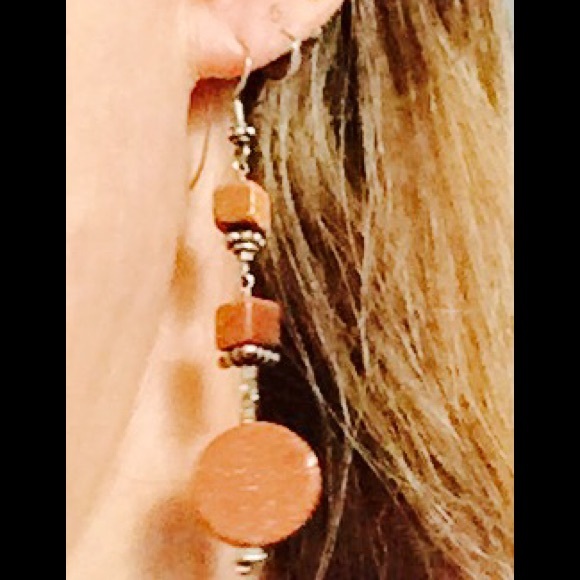 Sterling Bronze Round and Square Bead earrings