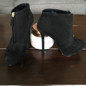 Shoemint black suede platform stiletto booties
