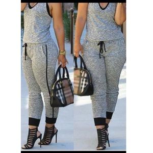 Grey and black jumpsuit