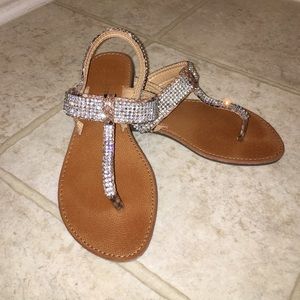 Traffic Snake Print + Rhinestone Sandals