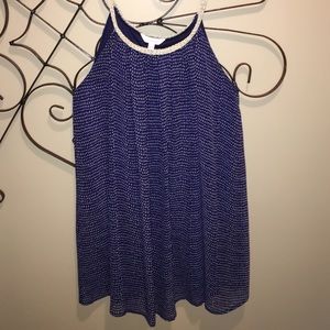 navy dress with white dots