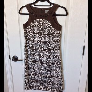 Brown and White Print Dress -Ann Taylor