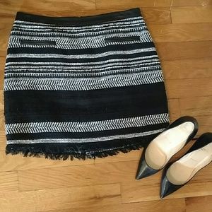 Rebecca Taylor black and white tweed striped skirt