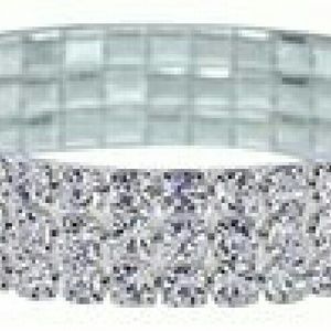 Bridal stretch rhinestone silver tone bracelet