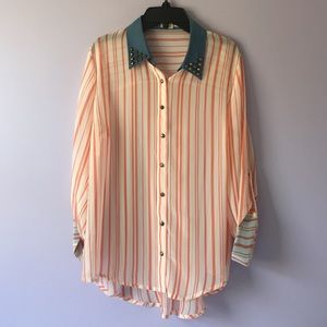 Cute Botton-Up Long Sleeve Chiffon Blouse