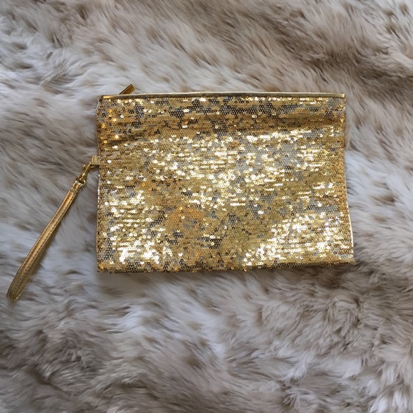 Michael Kors gold wristlet pouch