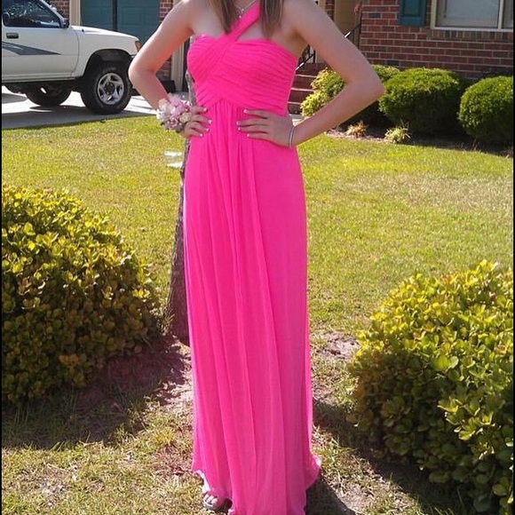 Pink, one strap, pink formal dress, size 1