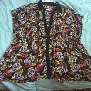 Skills and Flowers Button Up Blouse