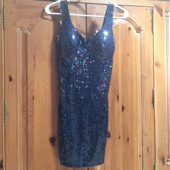 Adrianna Papell Navy Blue Sequin Dress