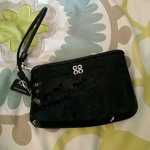 Coach black sequin wristlet
